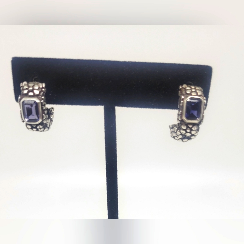 Stephen Dweck Sterling Silver And Iolite Earrings